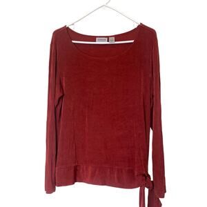 Chicos Orange Tie Front Long Sleeve Blouse Size 2